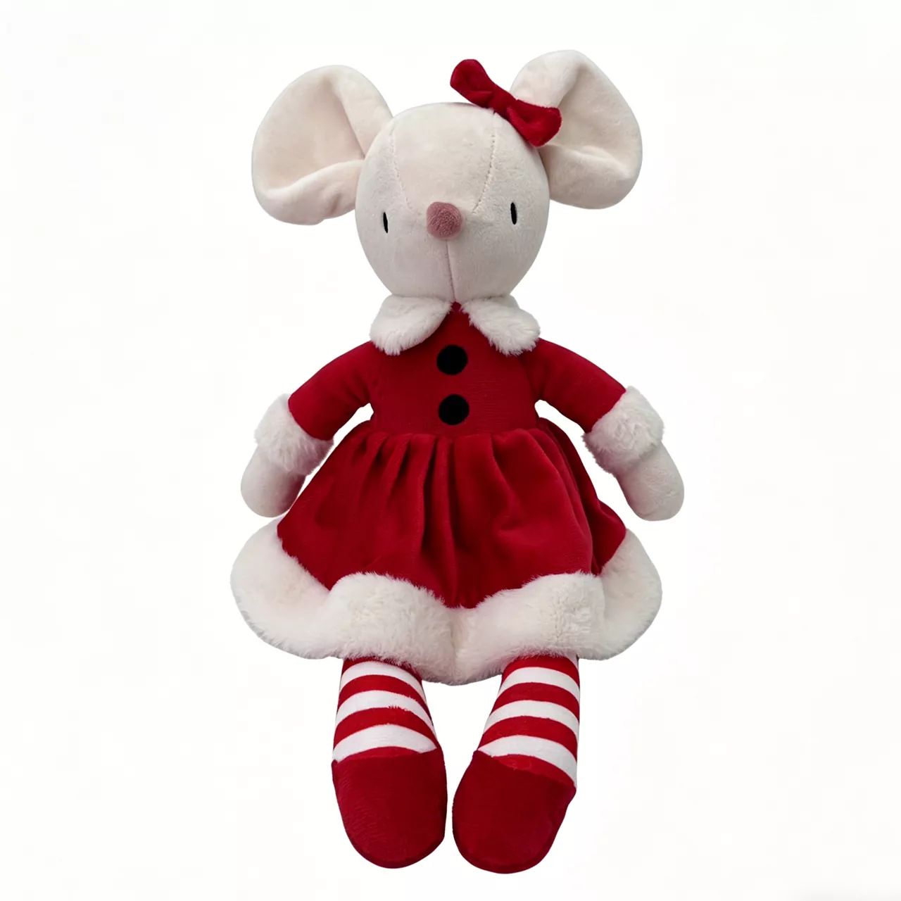 足の長い赤いドレスのねずみのクリスマスぬいぐるみ